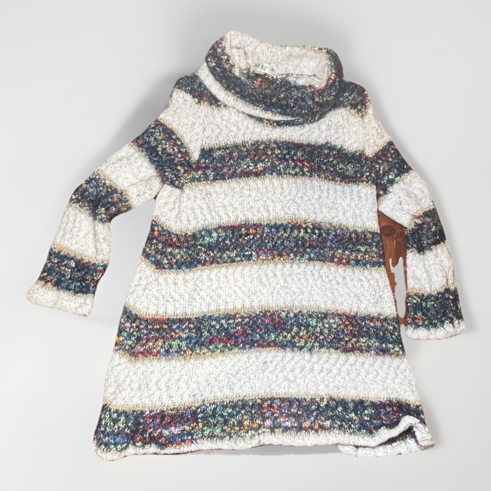 Studio JPR Size XL  Chunky Knit Sweater Tunic Cowl Neck Striped Cozy Pullover